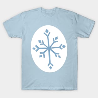 Large Snowflake Digital Illustration in Blues T-Shirt